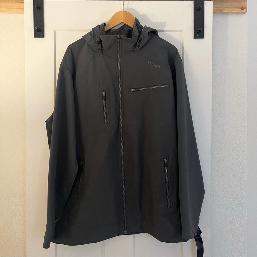 Marmot men’s jacket lightweight lined full zip hooded coat Grey XXL XX-large